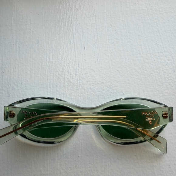 Prada Clear Frame Sunglasses with Green Lenses - Picture 2 of 4